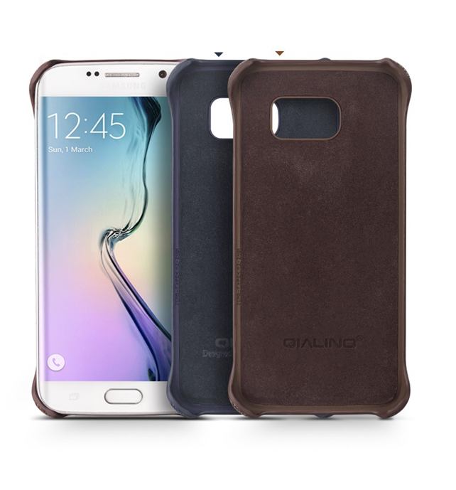 QIALINO Qialino Äkta Läder BaksideSkal till Samsung Galaxy S6 - Brun