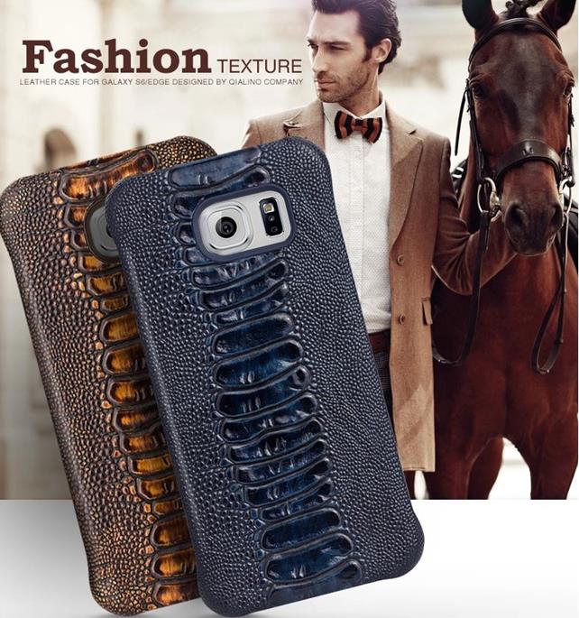 QIALINO Qialino Äkta Läder BaksideSkal till Samsung Galaxy S6 - Brun