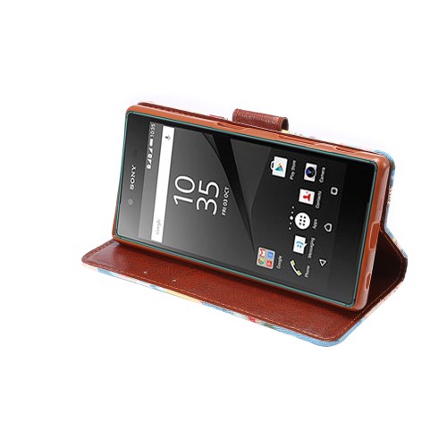 OEM Plånboksfodral till Sony Xperia Z5 - Rosor Blå