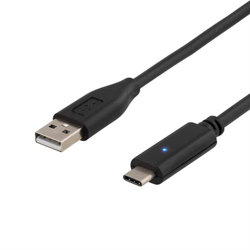 UTGATT1 DELTACO USB 2.0 kabel, USB-A till USB-C ha, 2m, svart