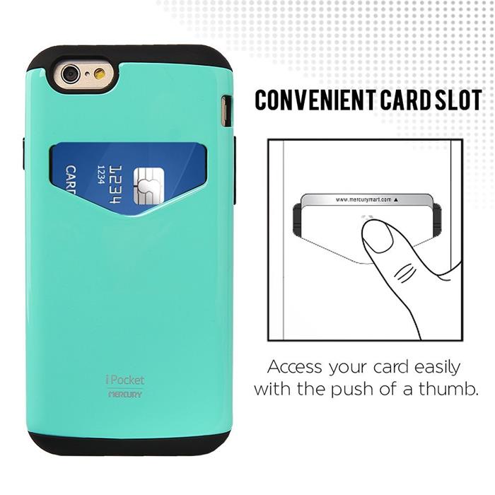 Mercury Mercury iPocket skal med kortplats till Apple iPhone 6(S) Plus - Turkos