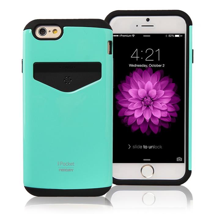 Mercury Mercury iPocket skal med kortplats till Apple iPhone 6(S) Plus - Turkos