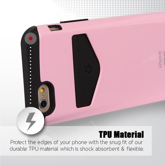 Mercury Mercury iPocket skal med kortplats till Apple iPhone 6(S) Plus - Rosa