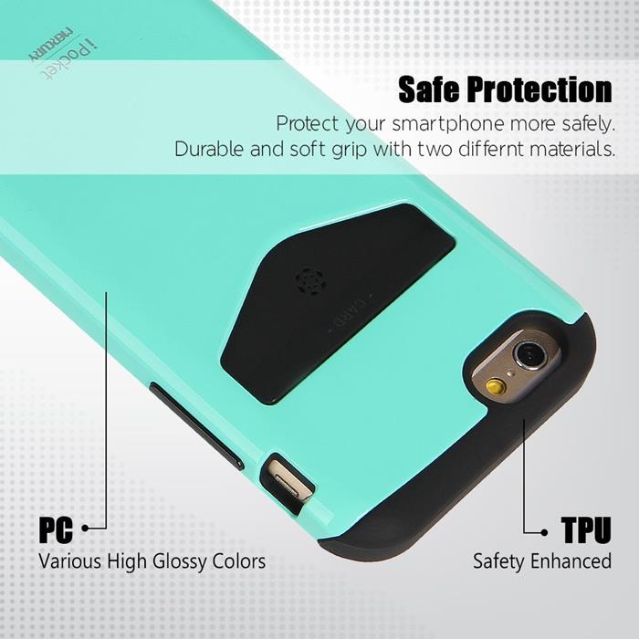 Mercury Mercury iPocket skal med kortplats till Apple iPhone 6(S) Plus - Turkos