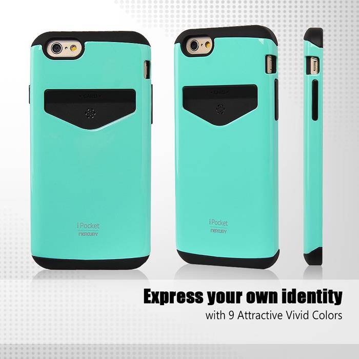 Mercury Mercury iPocket skal med kortplats till Apple iPhone 6(S) Plus - Turkos