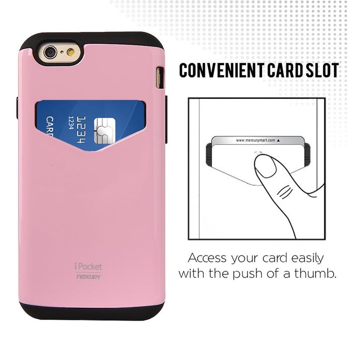 Mercury Mercury iPocket skal med kortplats till Apple iPhone 6(S) Plus - Rosa