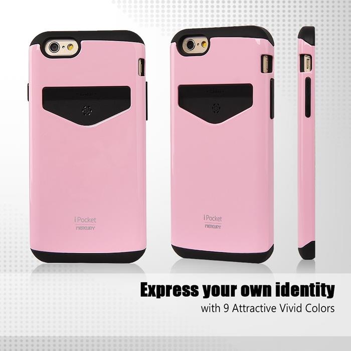 Mercury Mercury iPocket skal med kortplats till Apple iPhone 6(S) Plus - Rosa