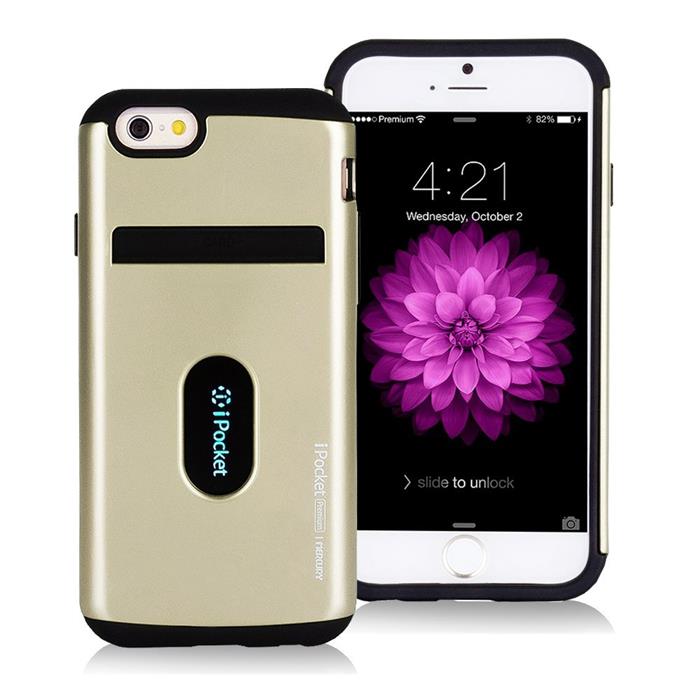 Mercury Mercury iPocket Premium skal med kortplats till Apple iPhone 6(S) Plus - Gold