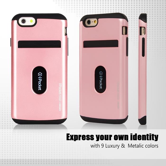 Mercury Mercury iPocket Premium skal med kortplats till Apple iPhone 6(S) Plus - Rosa