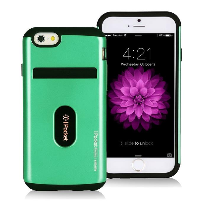 Mercury Mercury iPocket Premium skal med kortplats till Apple iPhone 6(S) Plus - Turkos