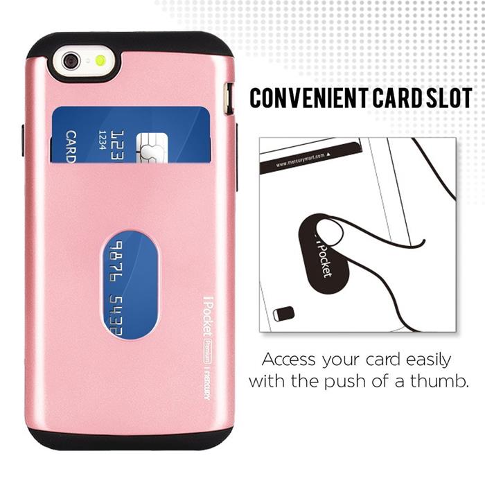Mercury Mercury iPocket Premium skal med kortplats till Apple iPhone 6(S) Plus - Rosa