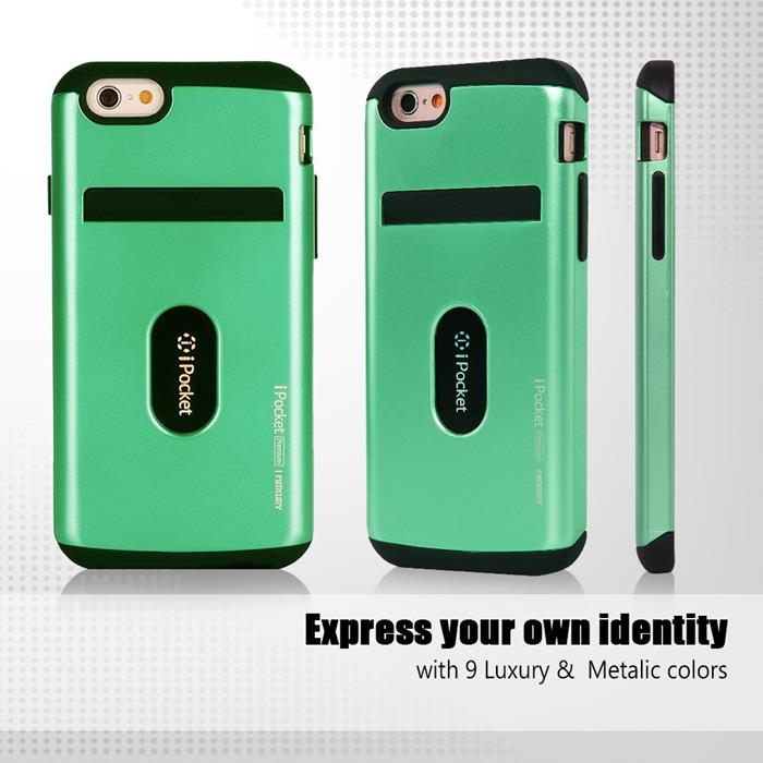 Mercury Mercury iPocket Premium skal med kortplats till Apple iPhone 6(S) Plus - Turkos