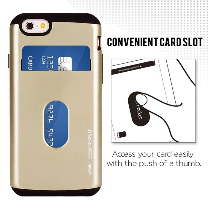 Mercury Mercury iPocket Premium skal med kortplats till Apple iPhone 6(S) Plus - Gold