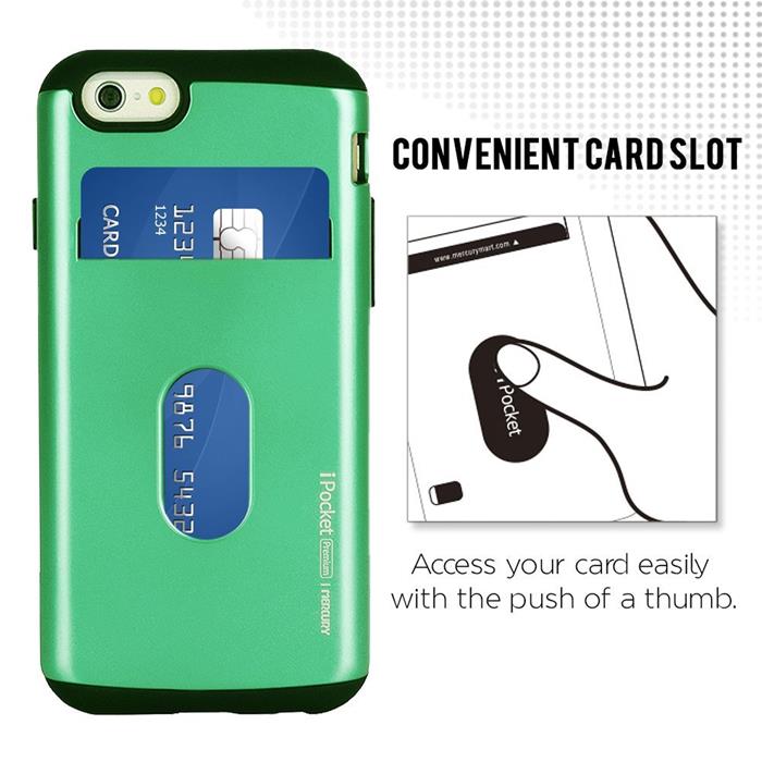 Mercury Mercury iPocket Premium skal med kortplats till Apple iPhone 6(S) Plus - Turkos
