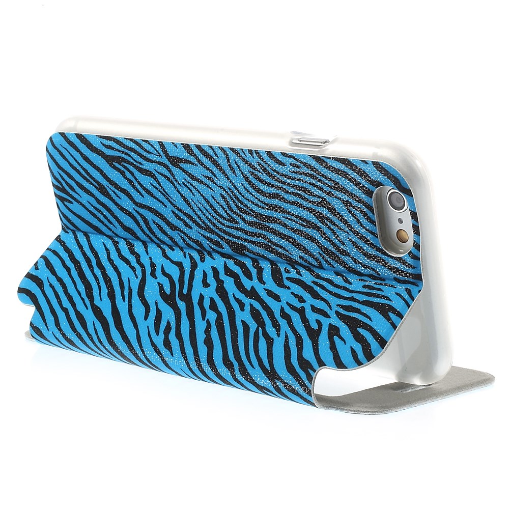 OEM Glittery Mobilfodral med fönster till Apple iPhone 6 / 6S - Zebra Blå