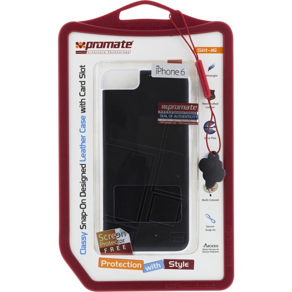 Promate Promate Slit-i6 skal iPhone 6/6S kreditkortsplats skärmskydd - Vit/Svart