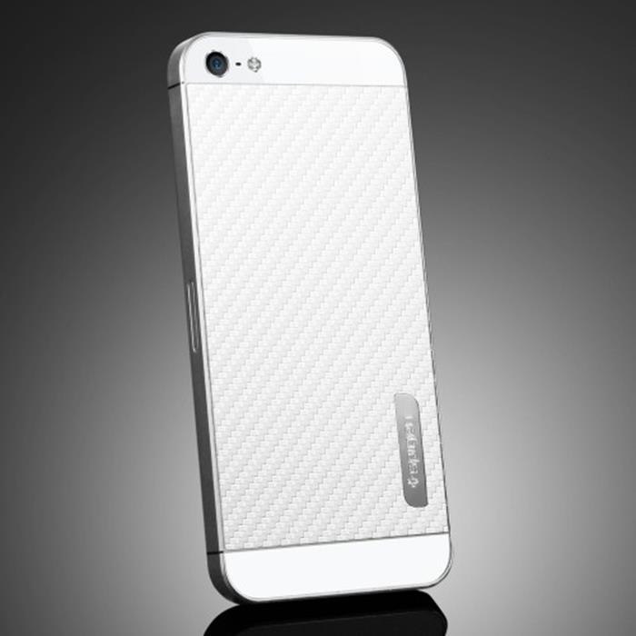 Spigen Spigen Skin Guard Carbon Skin till Apple iPhone 5/5S/SE (Vit) + Skärmskydd