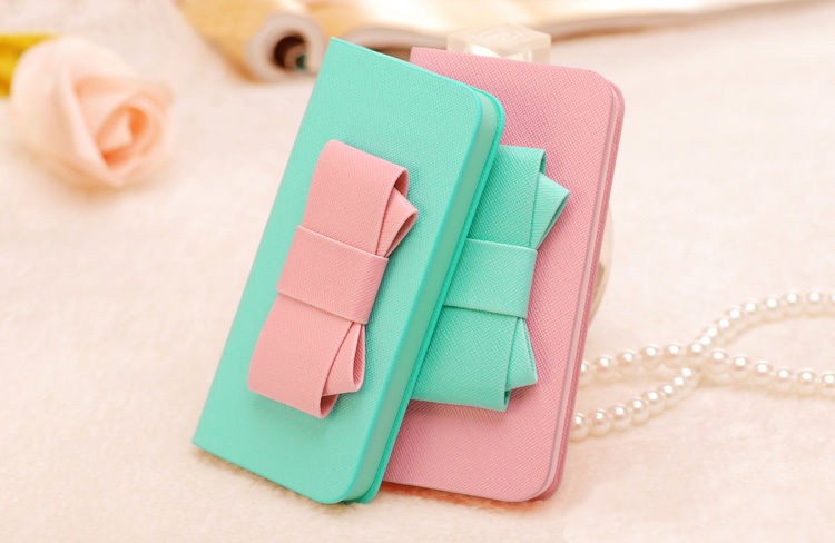 OEM Sweet Hybrid Bow Plånboksfodral till Apple iPhone 4S / 4 (Mint)