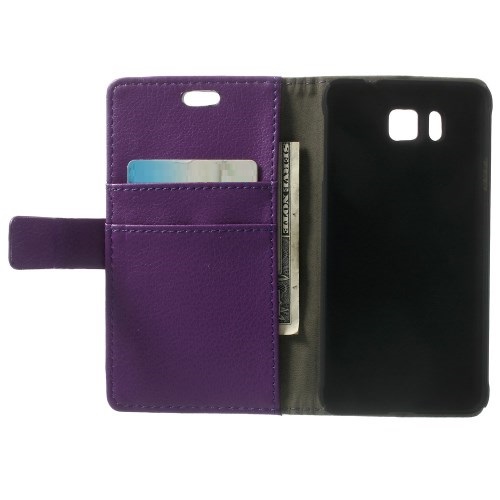 OEM Lychee Embossed Plånboksfodral till Samsung Galaxy Alpha - Lila