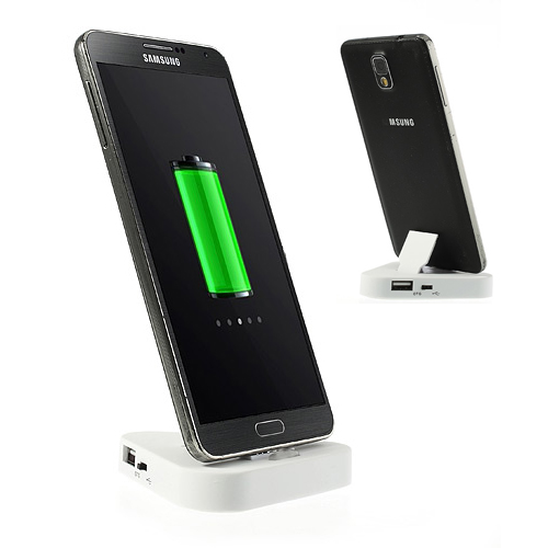 OEM Dockningsstation med USB uttag för Samsung Galaxy S5 / Note 3 (Vit)
