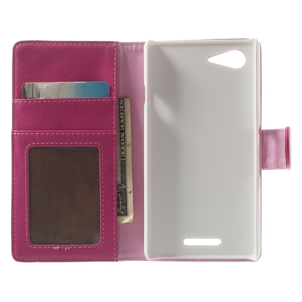 OEM Embossed Plånboksfodral till Sony Xperia E3 - Magenta