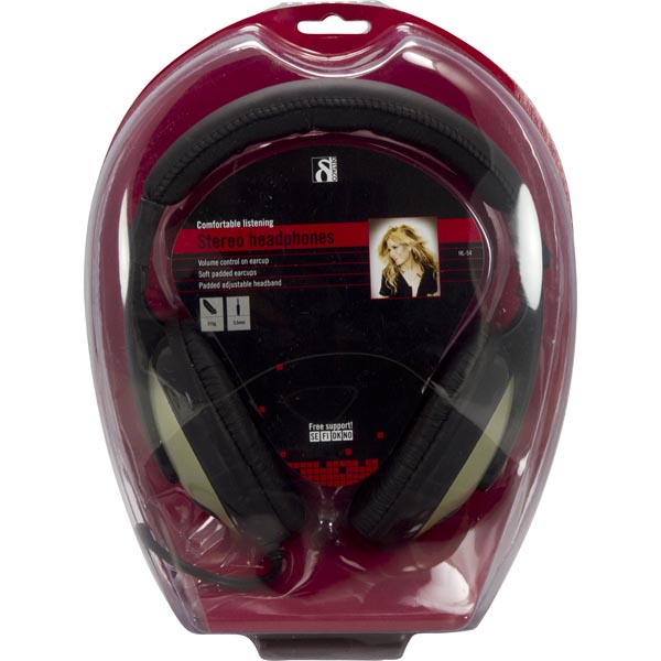 UTGATT1 DELTACO hörlur med volymkontroll 2,5m kabel, svart