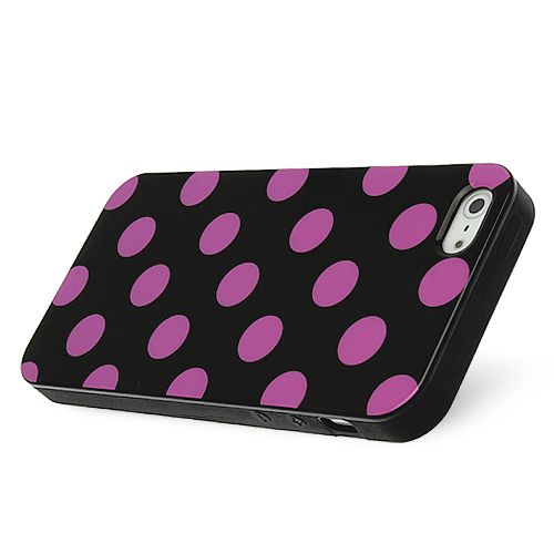 OEM FlexiCase Skal till Apple iPhone 5/5S/SE - Polkadots (Svart/LIla)