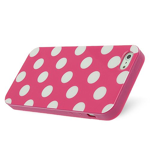 OEM FlexiCase Skal till Apple iPhone 5/5S/SE - Polkadots (Hot Pink)