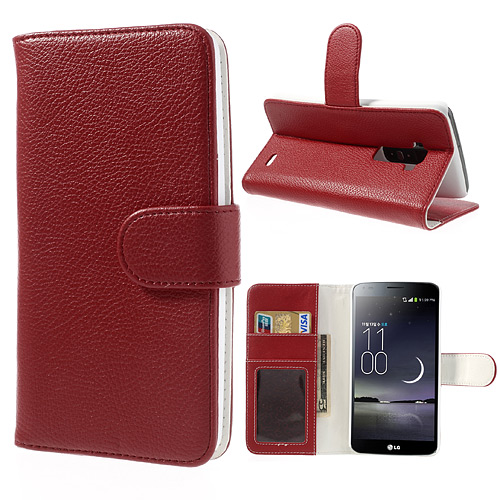 OEM Embossed Plånboksväska till LG G Flex (Röd)