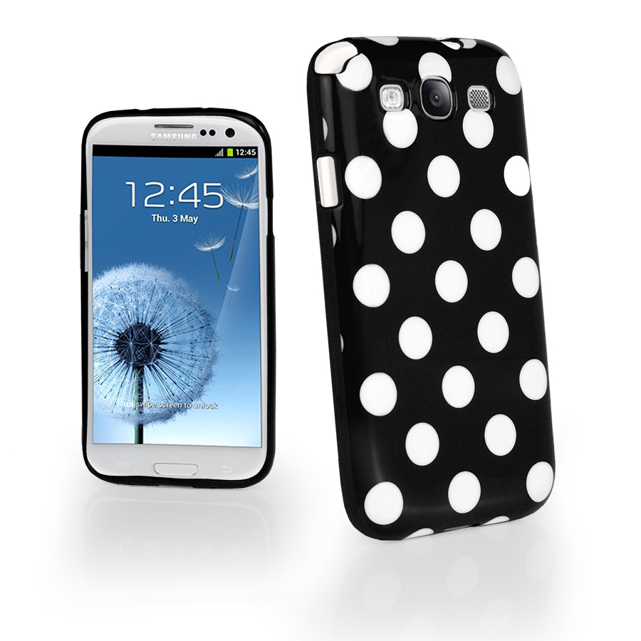 OEM Polka dot FlexiCase Skal till Samsung Galaxy S3 i9300 (Svart)
