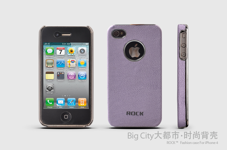 ROCK Rock iPhone4/4S BigCity back shell + Skärmskydd (Lila)
