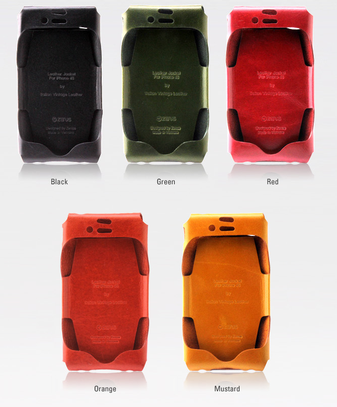 Zenus Zenus Leather Jacket väska till Apple iPhone 4S / 4 (Orange)