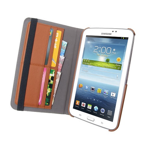 OEM Denim Rotating Armour Fodral till Samsung Galaxy Tab 3 7.0 (Brun)