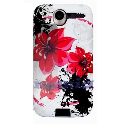 OEM FlexiCase Skal till Apple iPhone 4 (RedScarlet Flower)