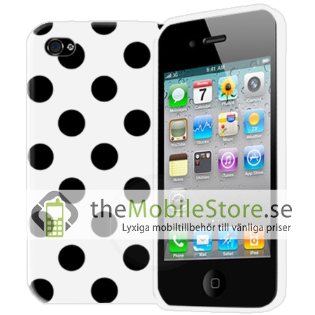 OEM Polka Dots flexiCase skal till iPhone 4 / 4S (Vit)