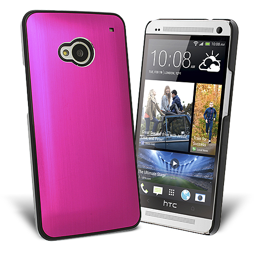OEM Metal Brushed Baksideskal till HTC One (M7) (Magenta)