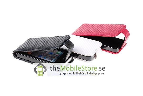 OEM Carbon Fiber mobilväska till Apple iPhone 4S / 4 (Vit)