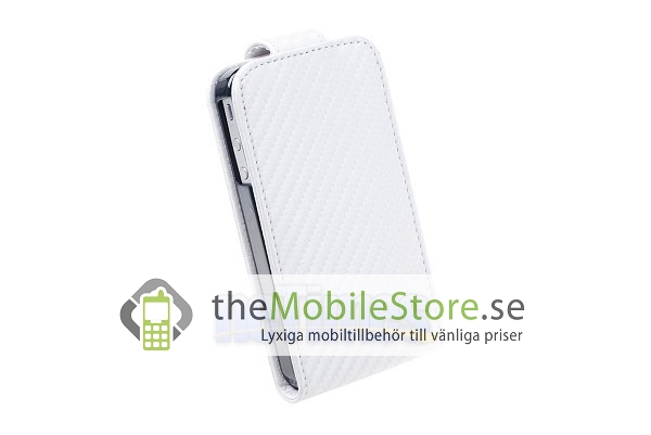 OEM Carbon Fiber mobilväska till Apple iPhone 4S / 4 (Vit)