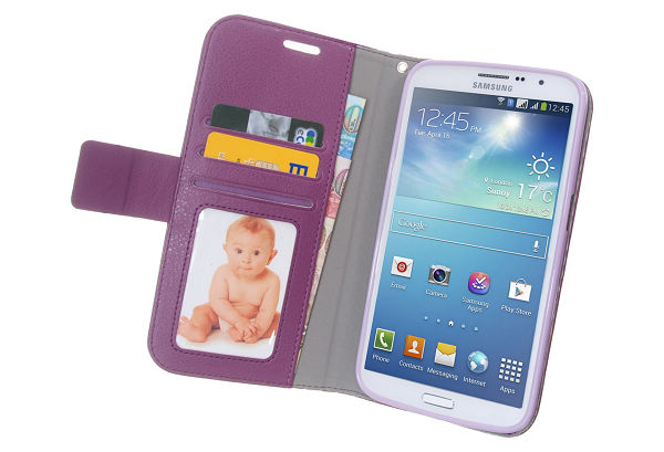 OEM Embossed Plånboksfodral till Samsung Galaxy Mega 5.8 i9150 (Lila)