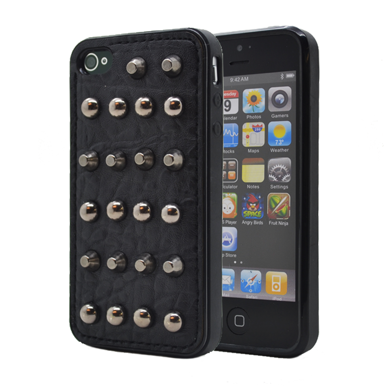 OEM Studded leather pattern FlexiSkal till Apple iPhone 4S/4 (Point Dots)