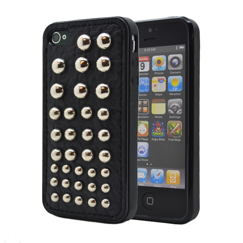 OEM Studded leather pattern FlexiSkal till Apple iPhone 4S/4 (Dots)