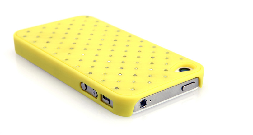 OEM Diamond Baksideskal till Apple iPhone 4S/4 + Skrmskydd (Gul)