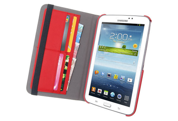 OEM Denim Rotating Armour Fodral till Samsung Galaxy Tab 3 7.0 (Röd)