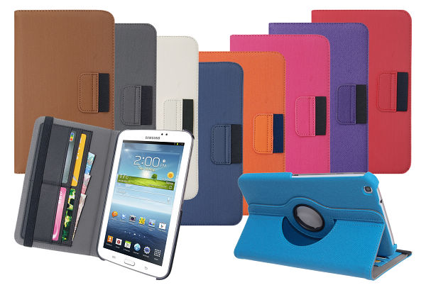 OEM Denim Rotating Armour Fodral till Samsung Galaxy Tab 3 7.0 (Röd)