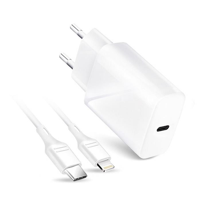 Forcell Forcell Reseladdare USB-C med Lightning Kabel 3A 20W - Vit