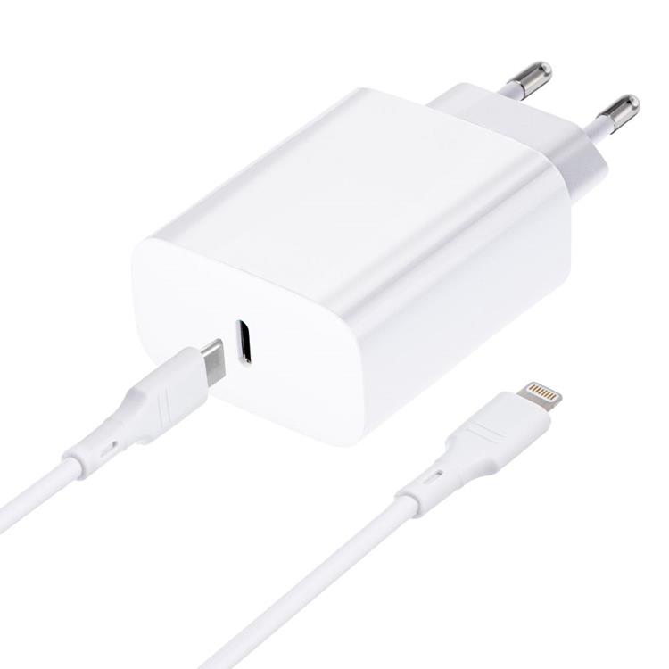 Forcell Forcell Reseladdare USB-C med Lightning Kabel 3A 20W - Vit