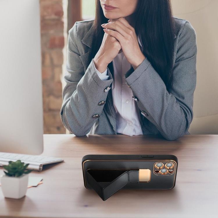 UTGATT1 Forcell Galaxy A22 4G Skal Kickstand Läder - Svart