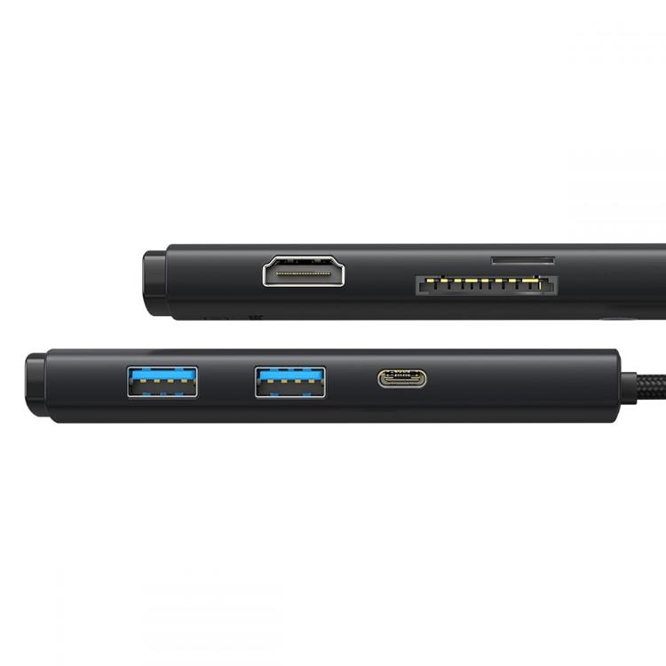 BASEUS Baseus Lite Series 6-Port HUB Adapter USB-C - Svart