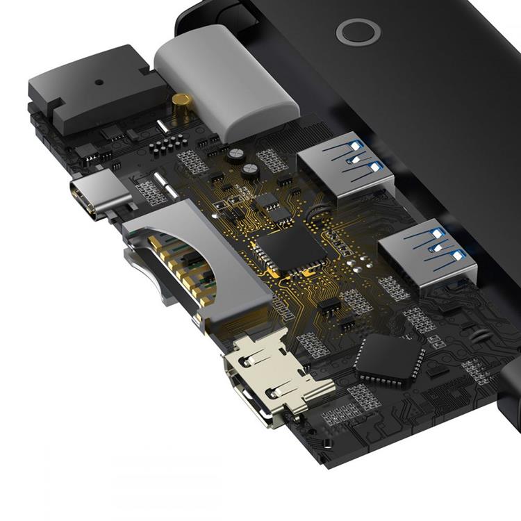UTGATT1 Baseus Lite Series 6-Port USB-C Hub Adapter - Svart