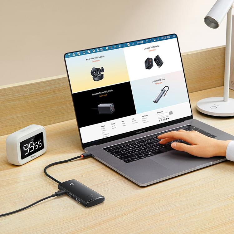 UTGATT1 Baseus Lite Series 6-Port USB-C Hub Adapter - Svart